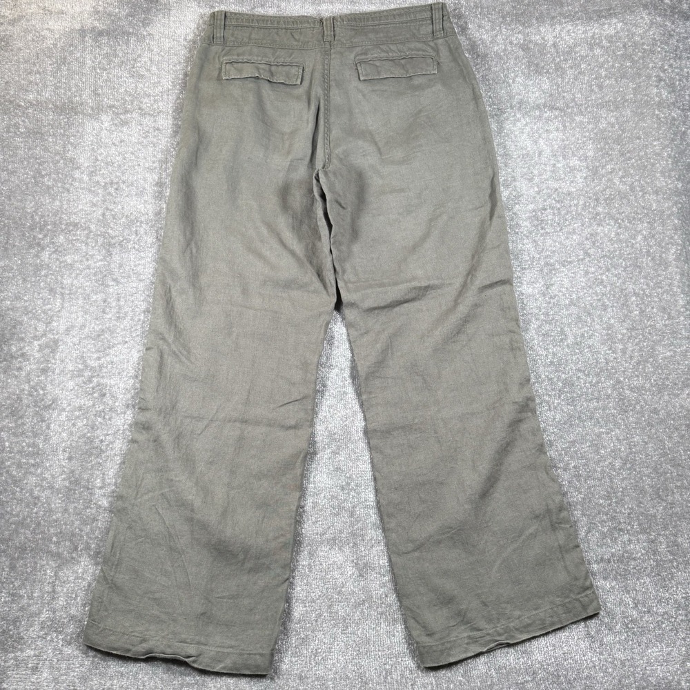 Apt 9 Pants Men's 34x32 Olive Green Straight Wide Leg Linen Baggy Trousers - Picture 2 of 8